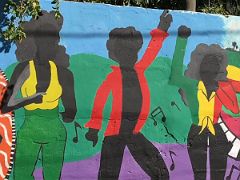 13C Mural depicting Jamaican culture of dance by Kay @garrickxart Paint Jamaica Barry St street art in Kingston Jamaica